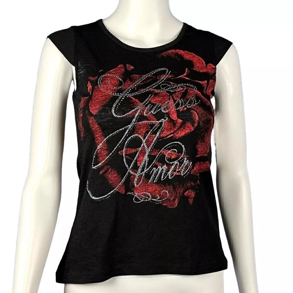 Guess Rose Amor Graphic Tee, NWT, Girl's Large (14)